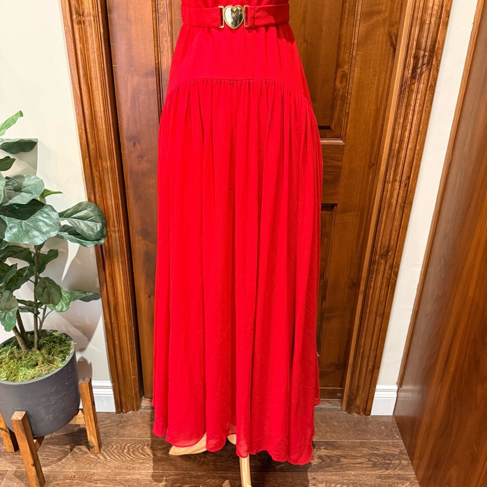 💋Anthropologie Hutch Strapless Red Maxi Dress size 6 - Picture 6 of 14